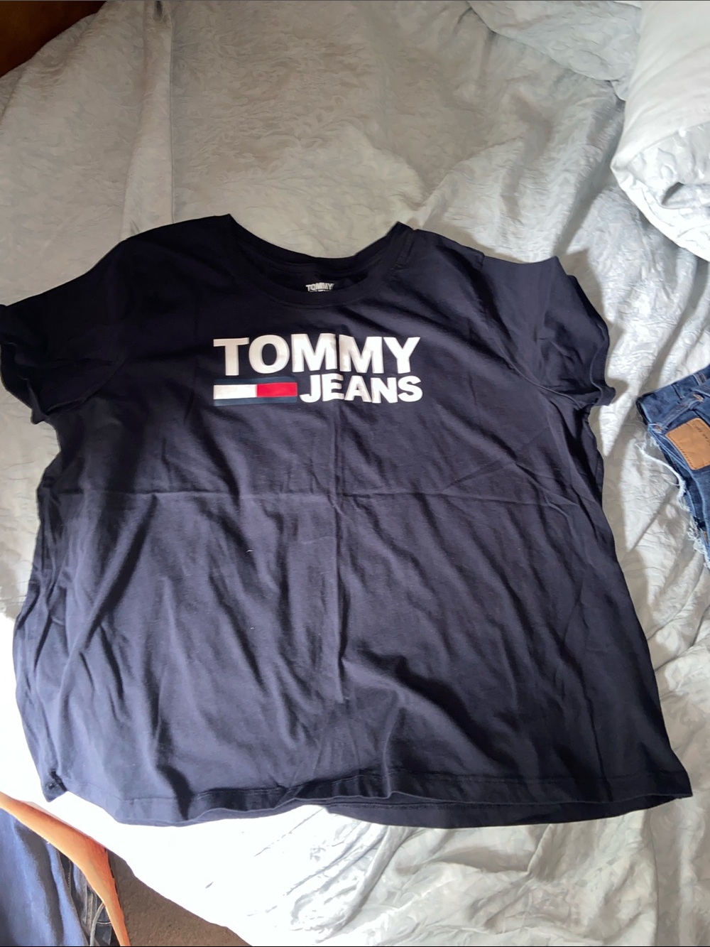 Tommy Hilfiger Navy Logo Tee with Red & White Accent
